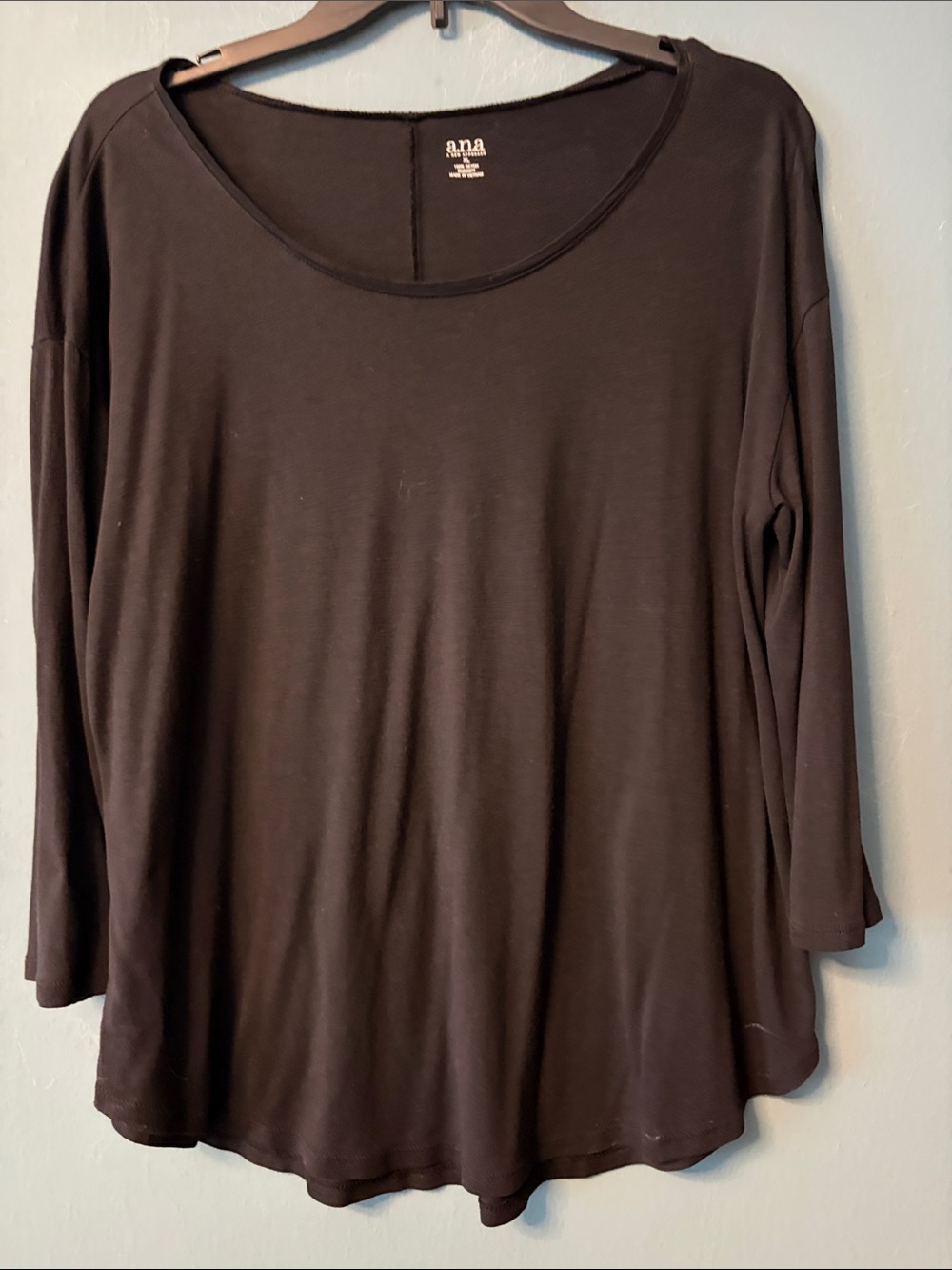 a.n.a Black Long Sleeve Scoop Neck Tee